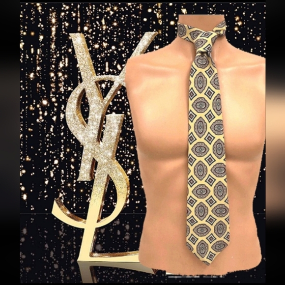 Yves Saint Laurent Other - Yves Saint Laurent Beige and Brown Geometric Tie